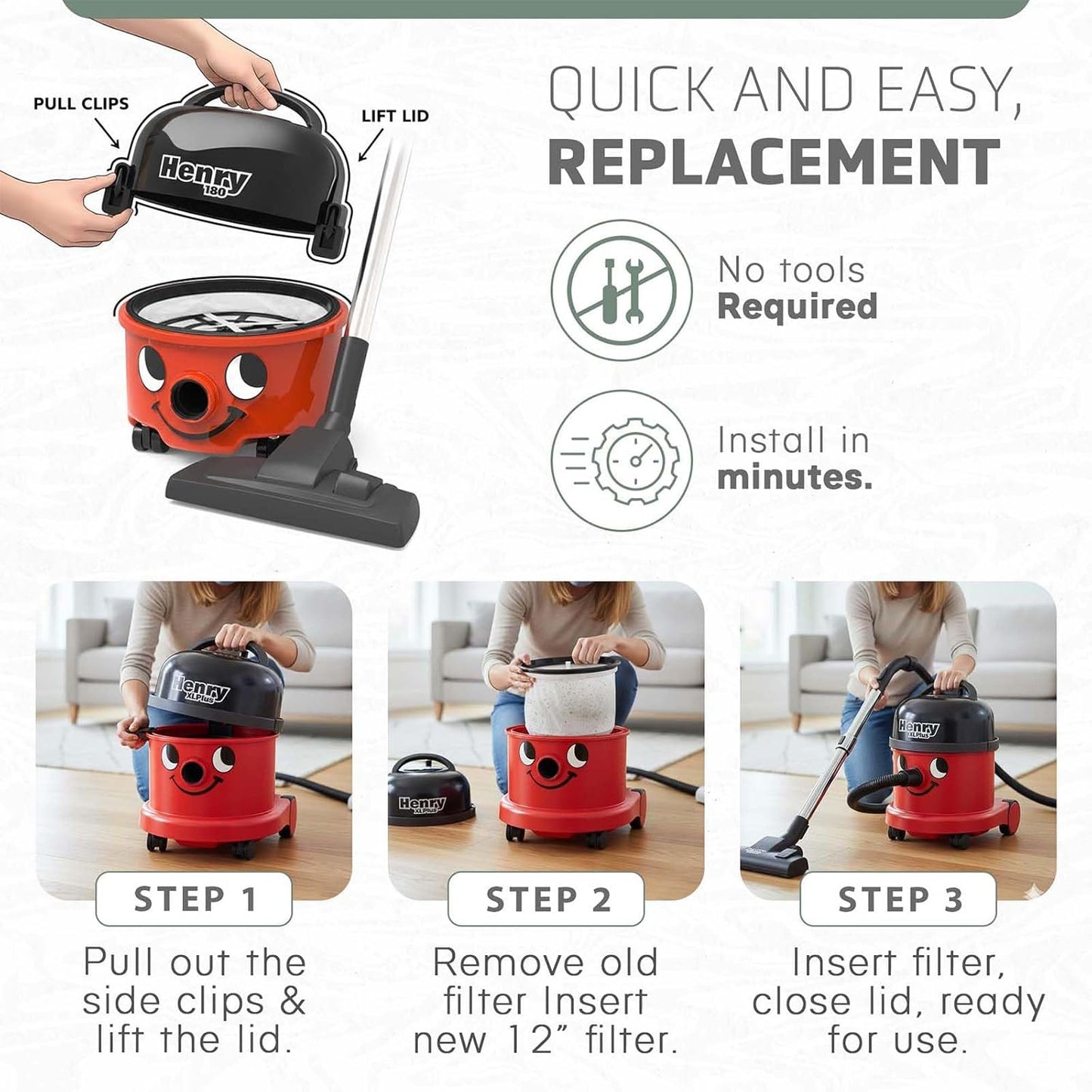 Replacement Henry Hoover Filter 12 Inch Tritex