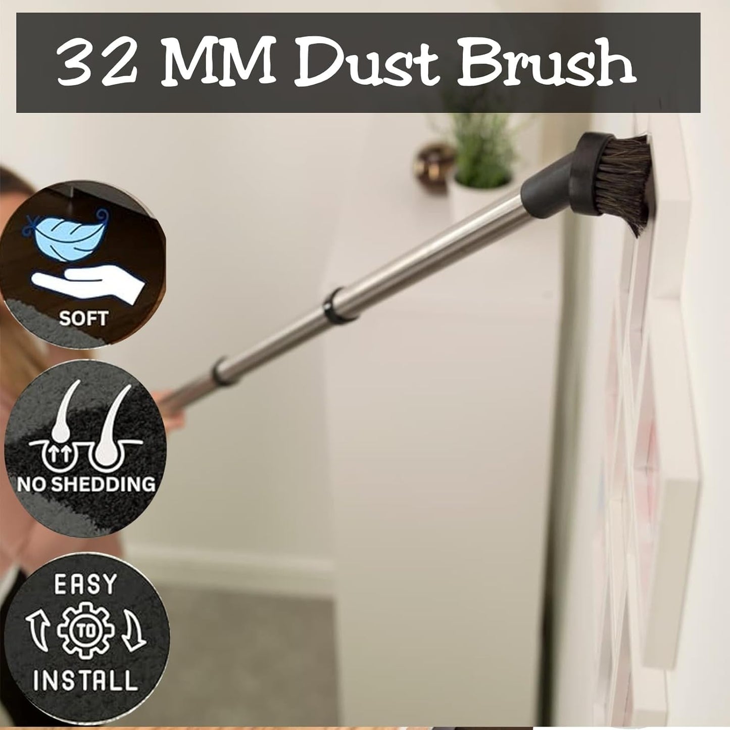 Pack of 2 Universal Round Horse Hair Brush Head for Henry Hoover