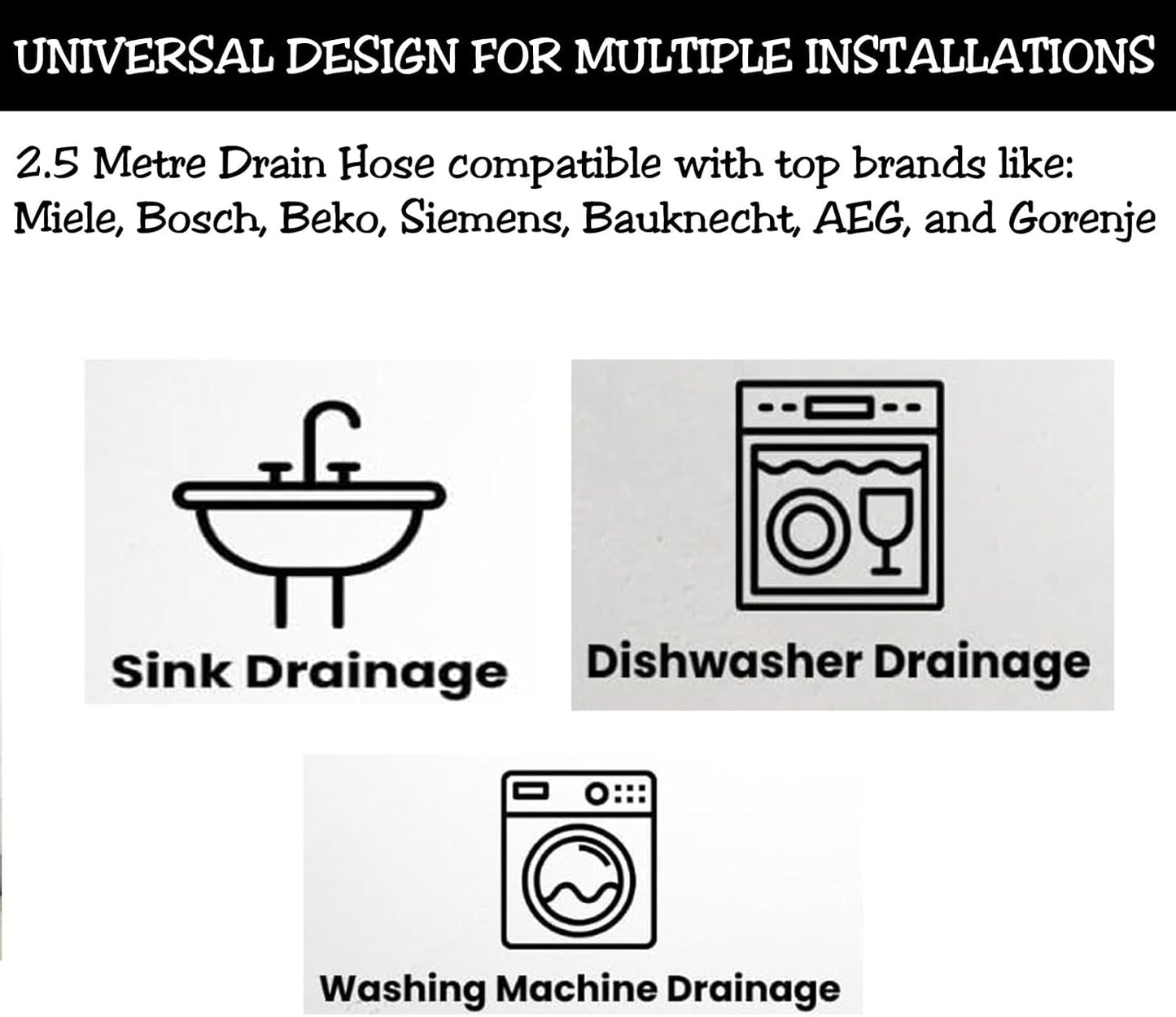 IBBAH Universal 2.5m Washing Machine Hose Extension Kit