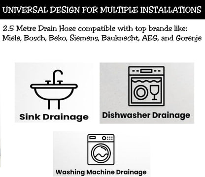 IBBAH Universal 2.5m Washing Machine Hose Extension Kit