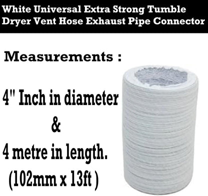 IBBAH Universal 4 Metre (102mm/4 Inch) Tumble Dryer Hose