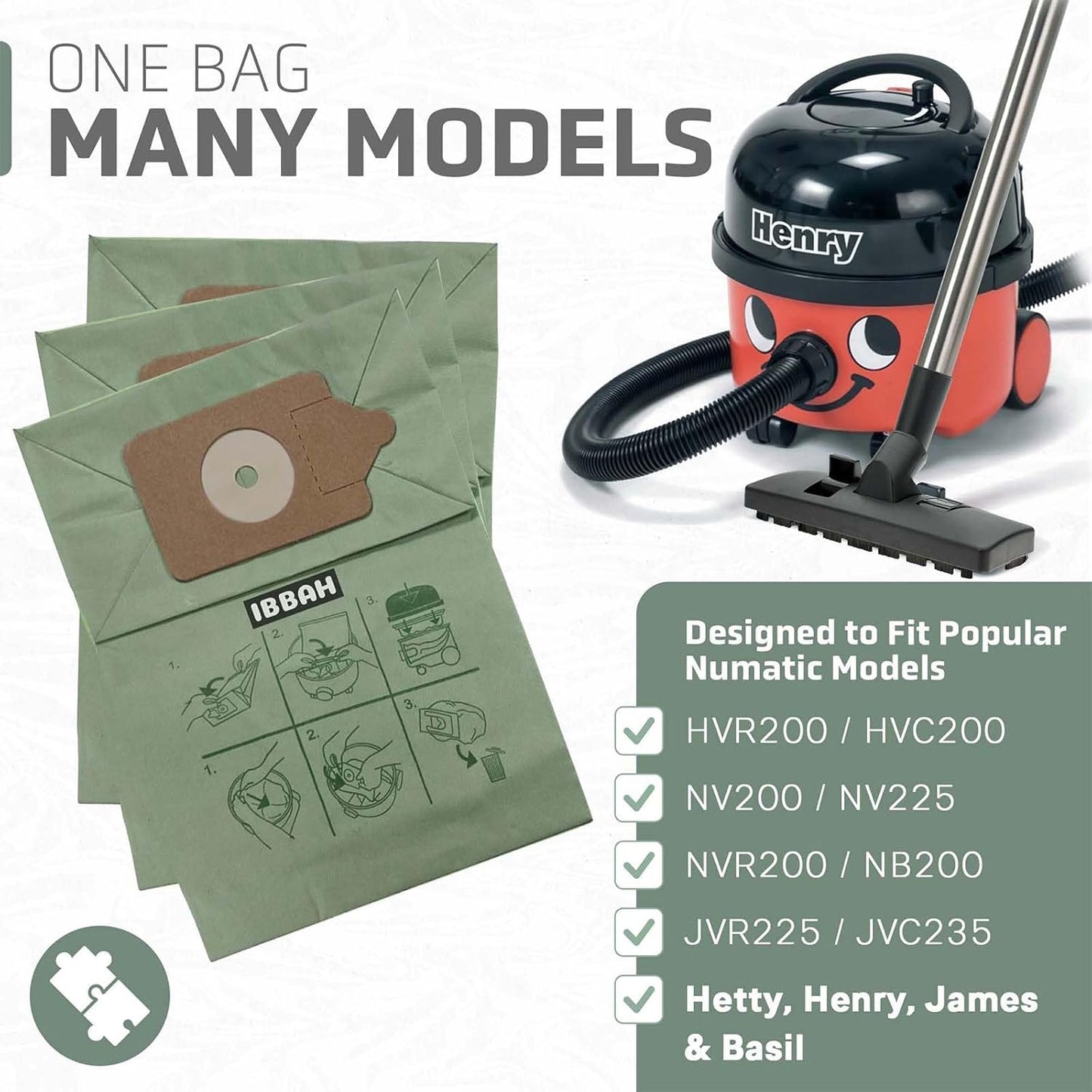 IBBAH Henry Hoover Bags 10 Pack, Premium Vacuum Bags