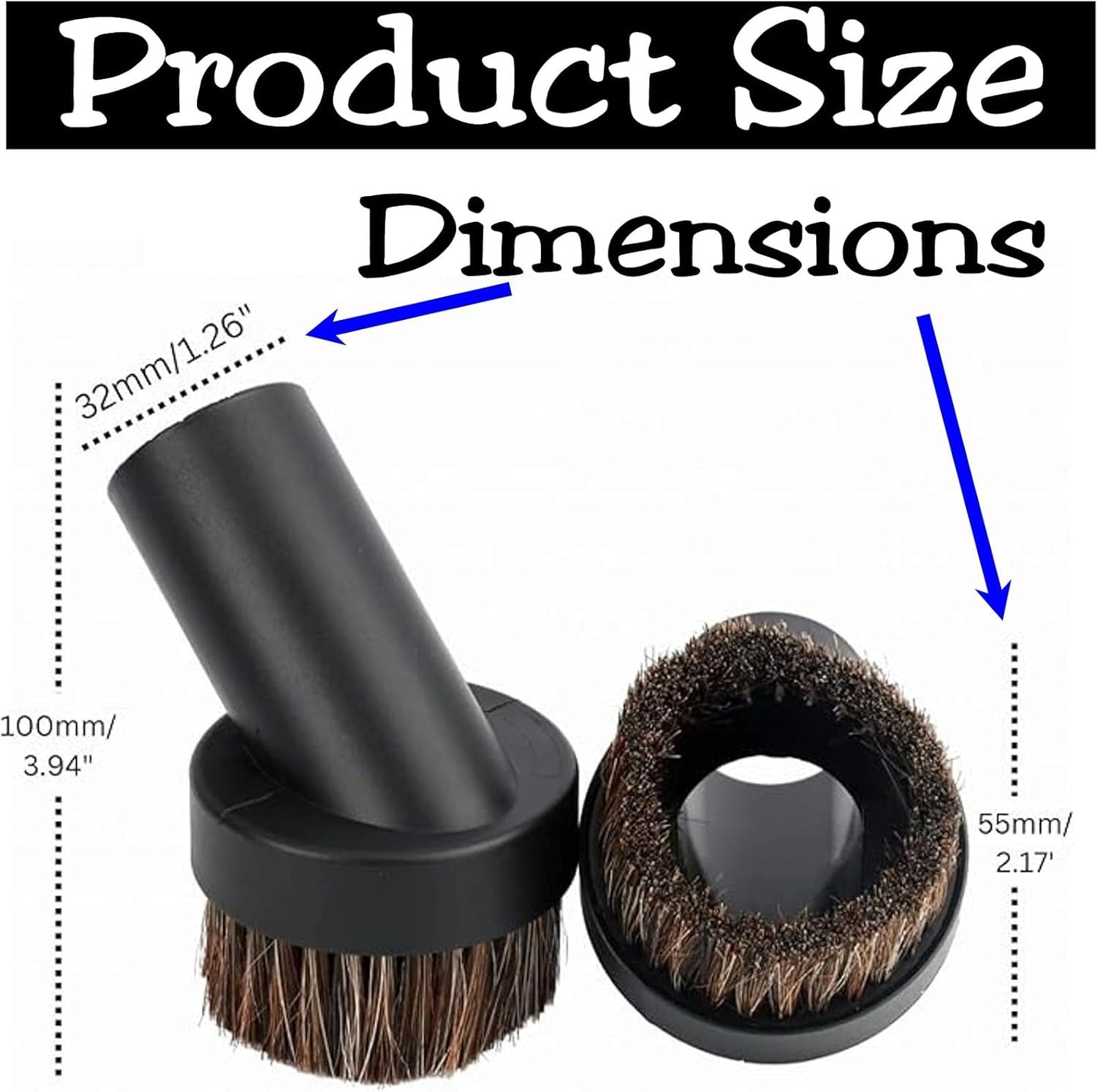 Pack of 2 Universal Round Horse Hair Brush Head for Henry Hoover