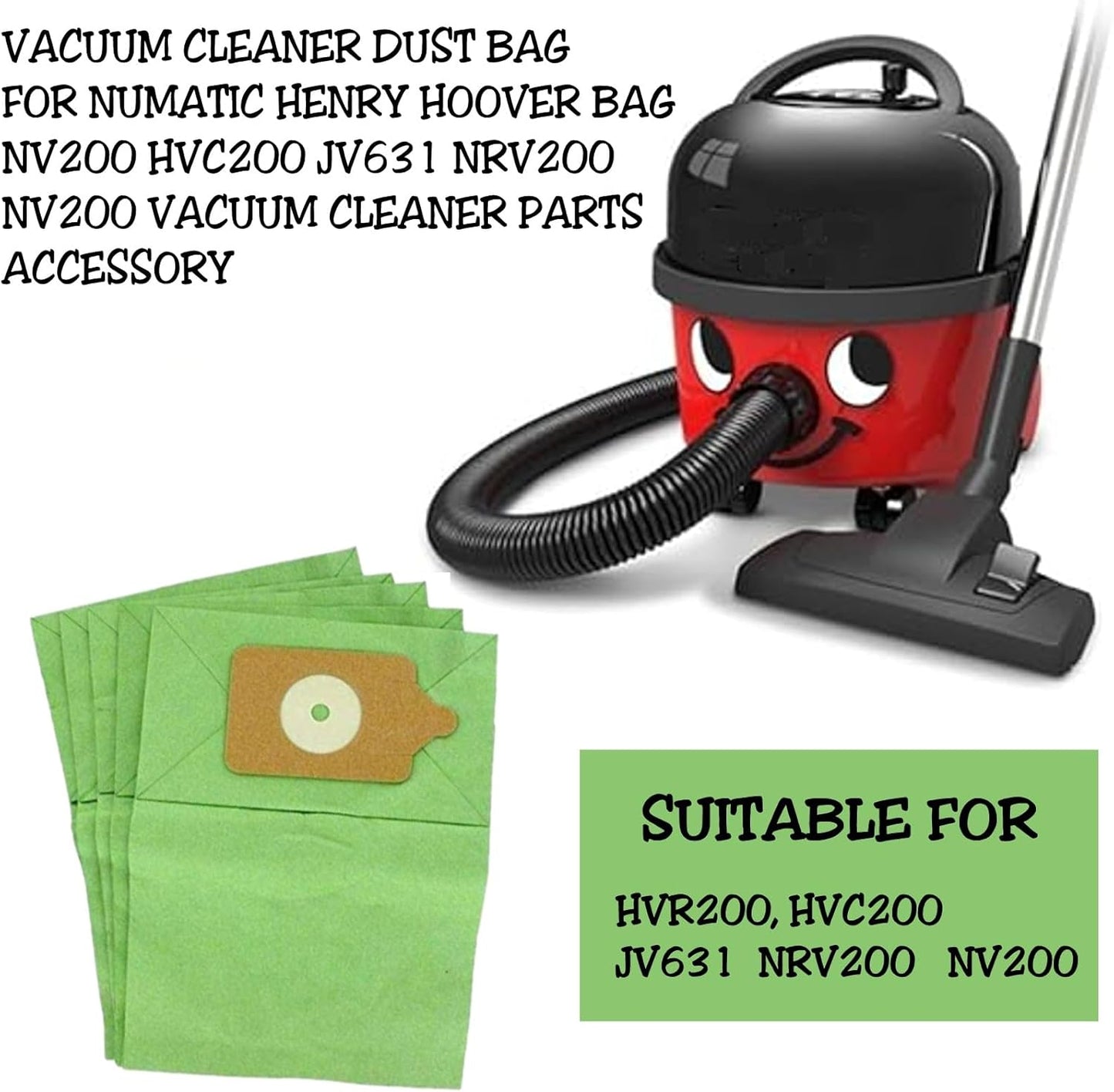 IBBAH Pack of 5 Henry Hoover Bags Compatible with Hetty, Harry