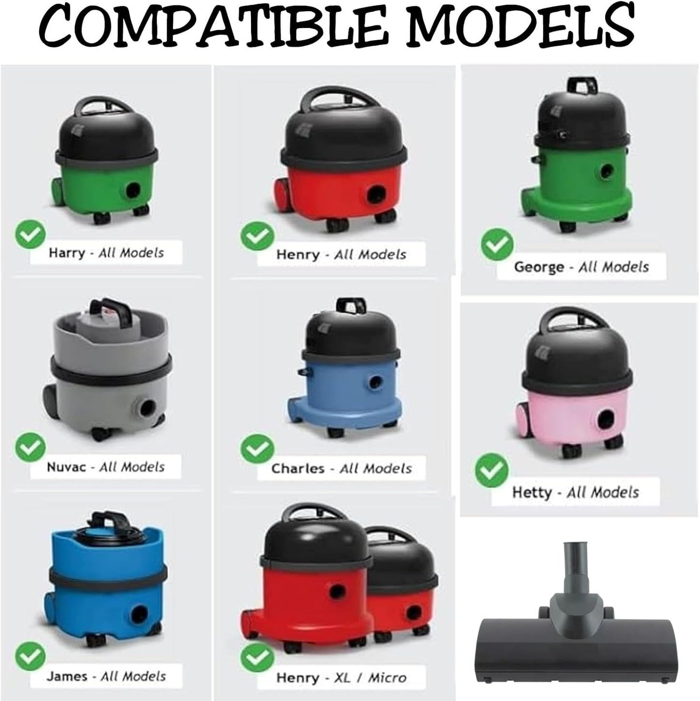 IBBAH Henry Hoover Turbo Brush Head Black Compatible