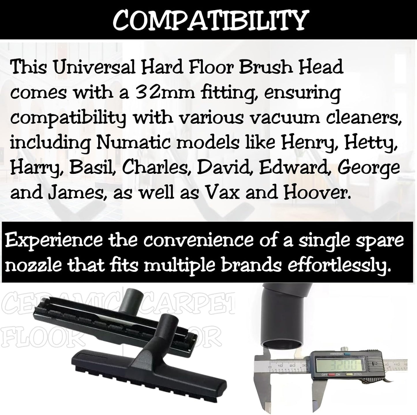 IBBAH Replacement Henry Hoover Head Hard Floor Brush Head Part 32mmx 300mm