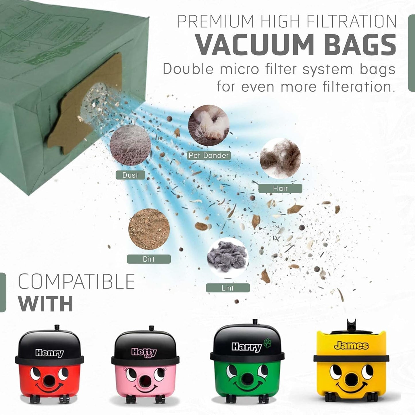 IBBAH Henry Hoover Bags 10 Pack, Premium Vacuum Bags